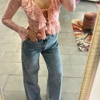Jeans strass wide leg