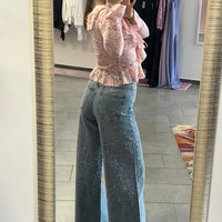 Jeans strass wide leg