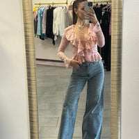 Jeans strass wide leg