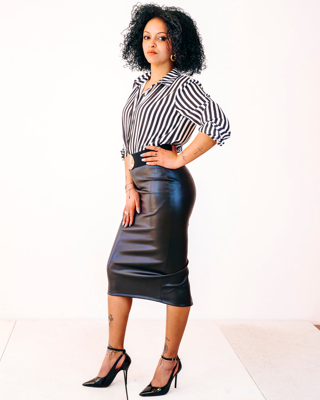 Gonna ecopelle LAVINIA nera