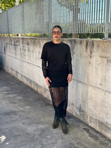T-shirt maniche in pizzo
