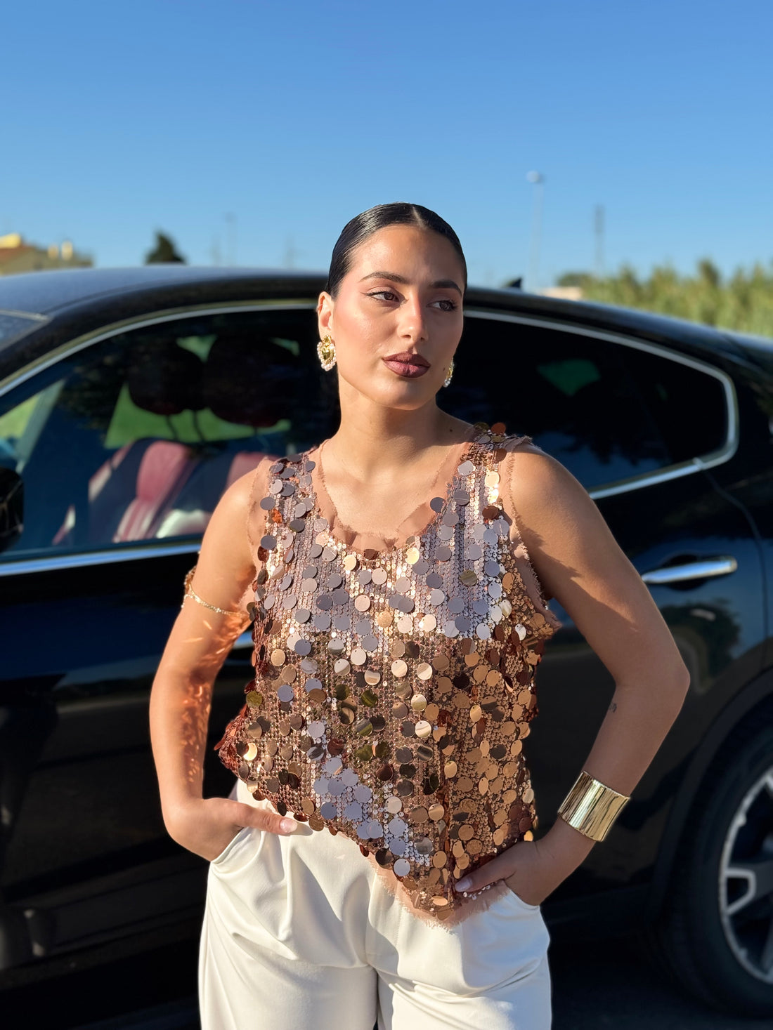 Top paillettes