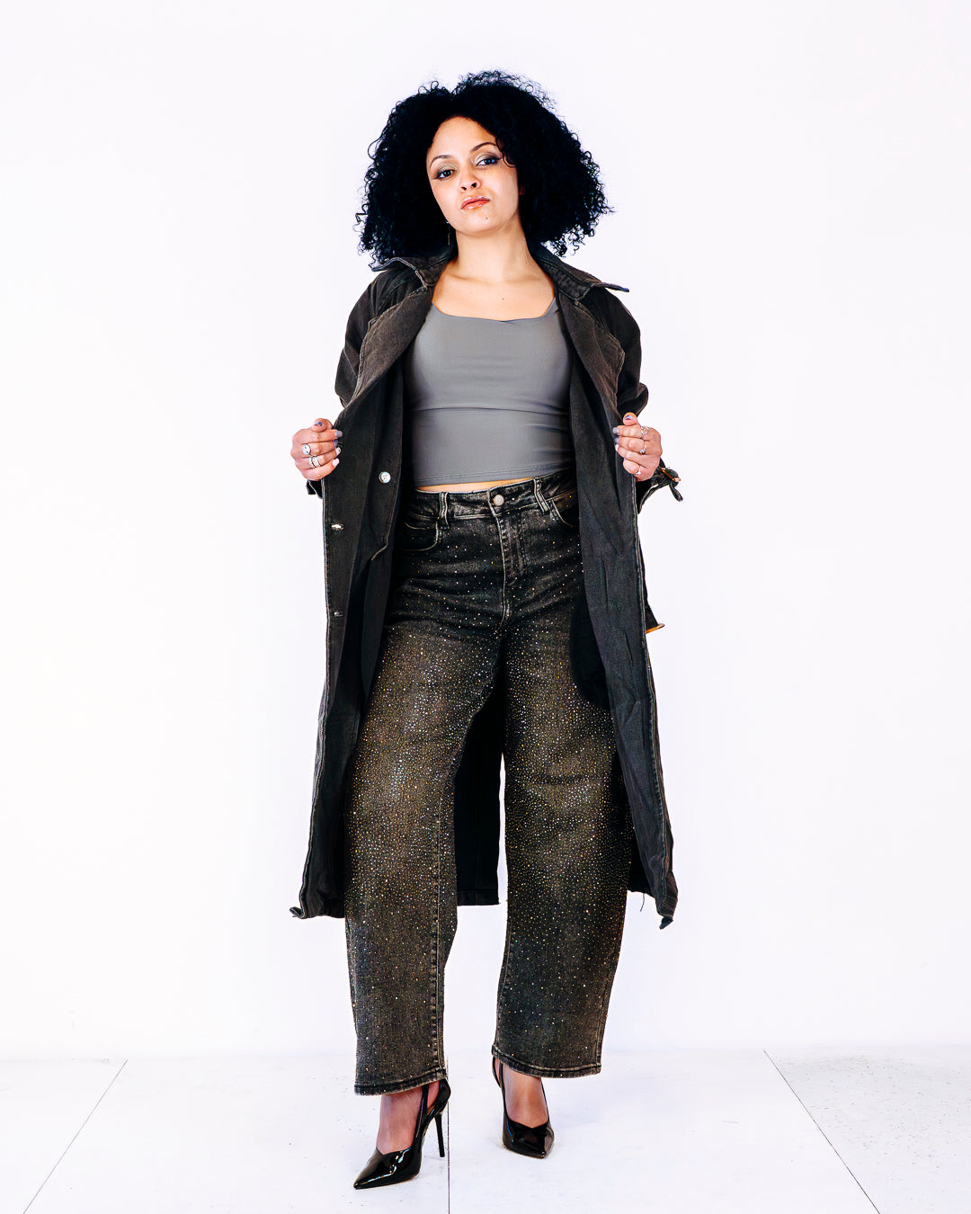 Trench LIVIA in jeans grigio