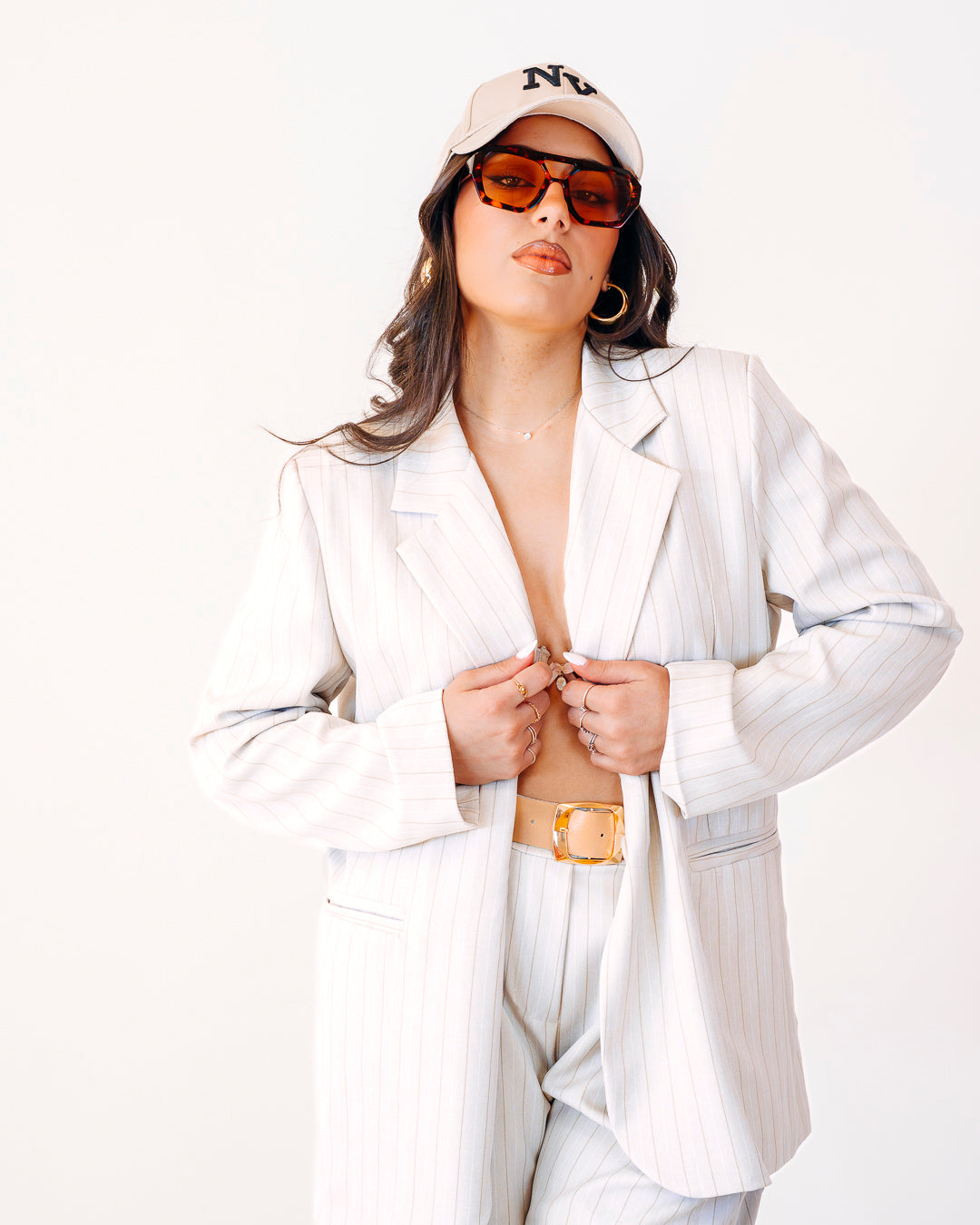 Tailleur gessato ELODIE beige