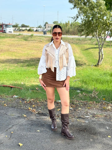 Short in camoscio