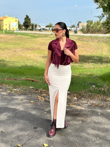Gilet frange bordeaux