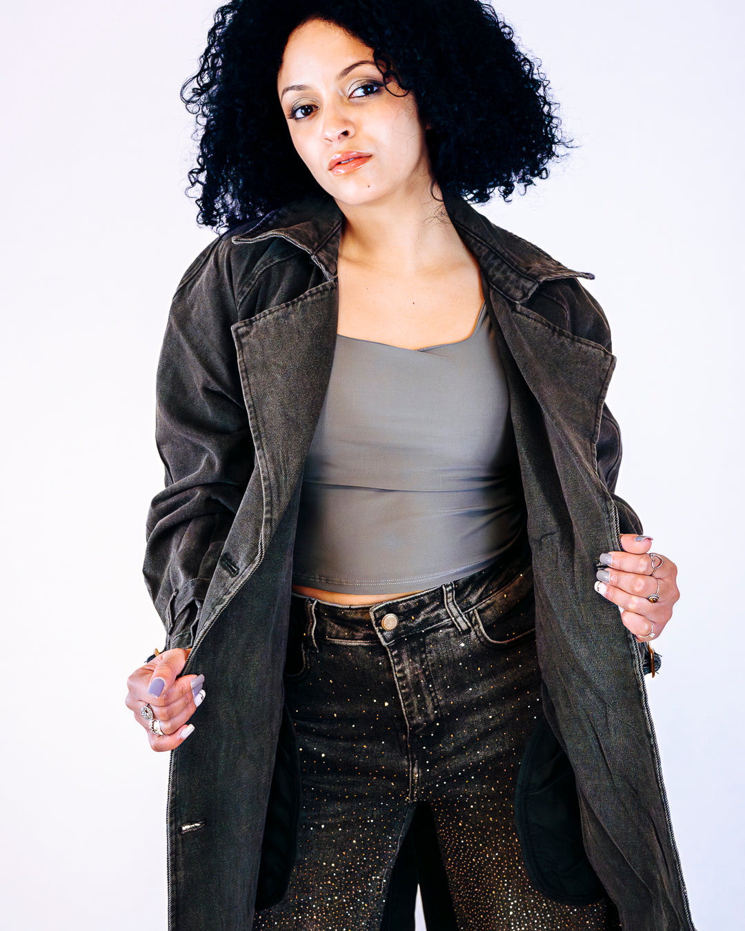 Trench LIVIA in jeans grigio