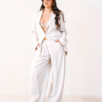 Tailleur gessato ELODIE beige