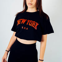 T-shirt NEW YORK nera scritta rossa