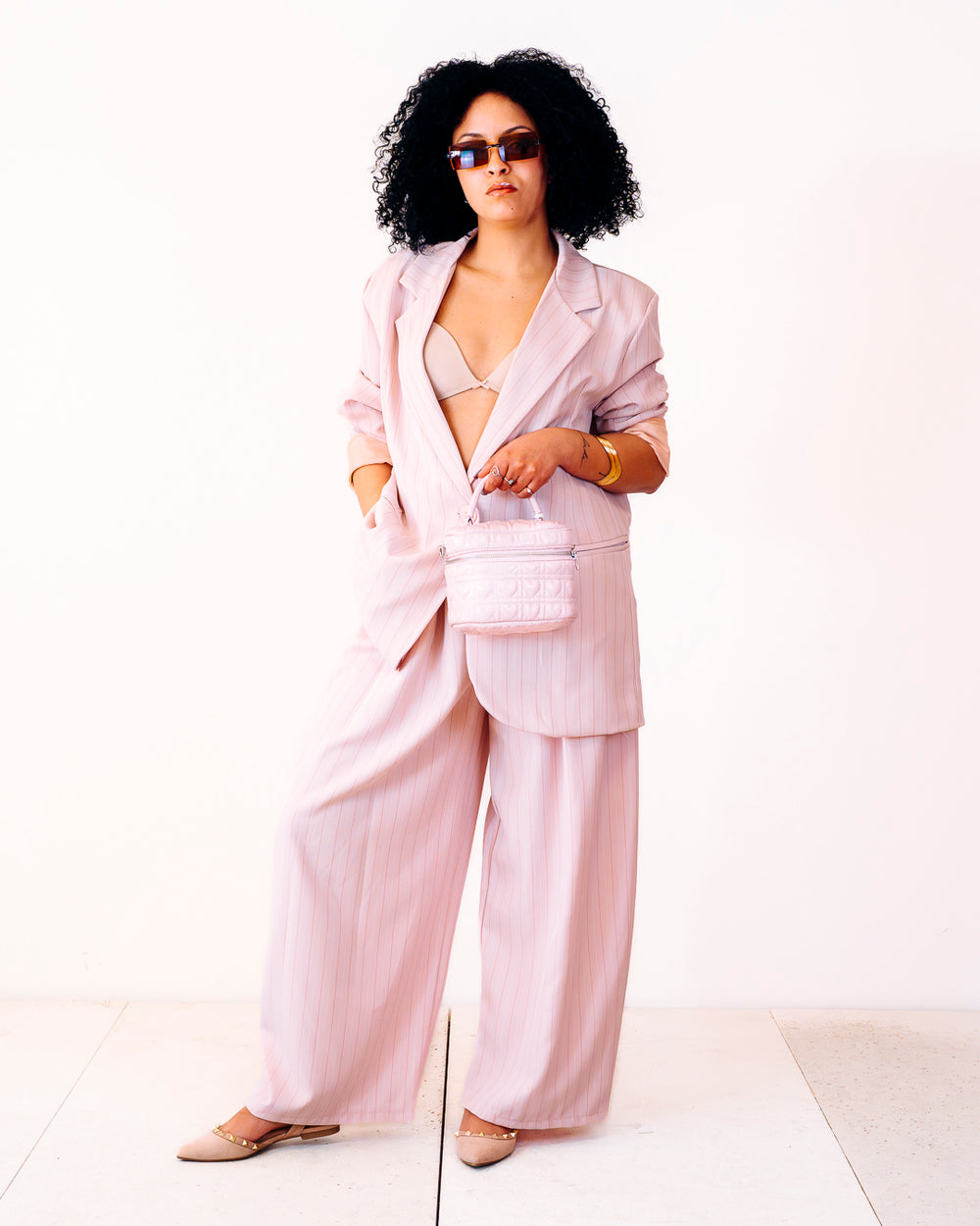 Tailleur gessato ELODIE rosa