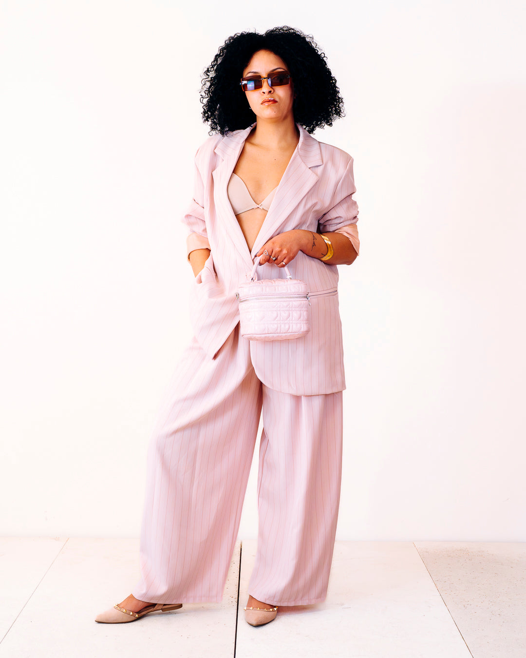 Tailleur gessato ELODIE rosa