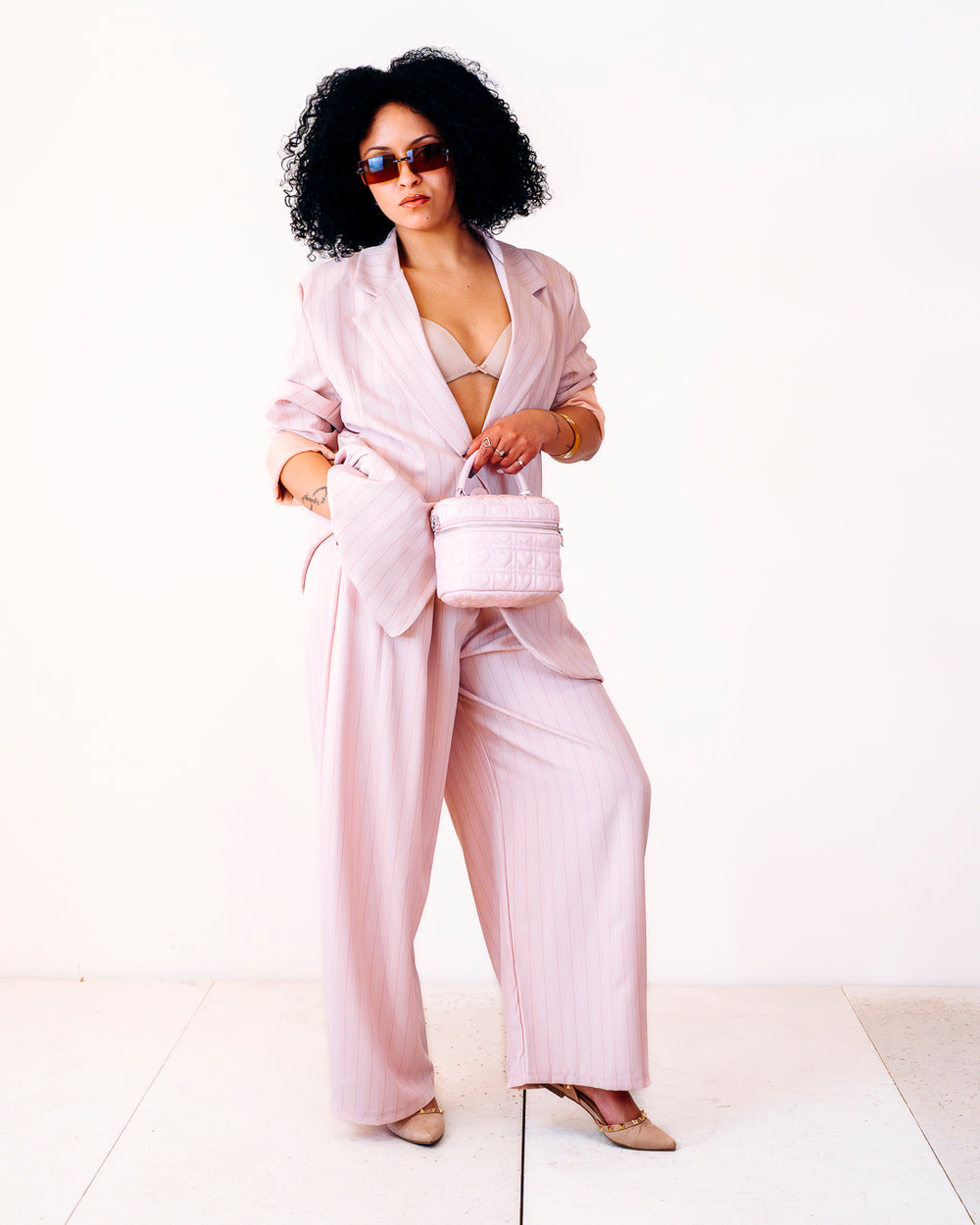 Tailleur gessato ELODIE rosa