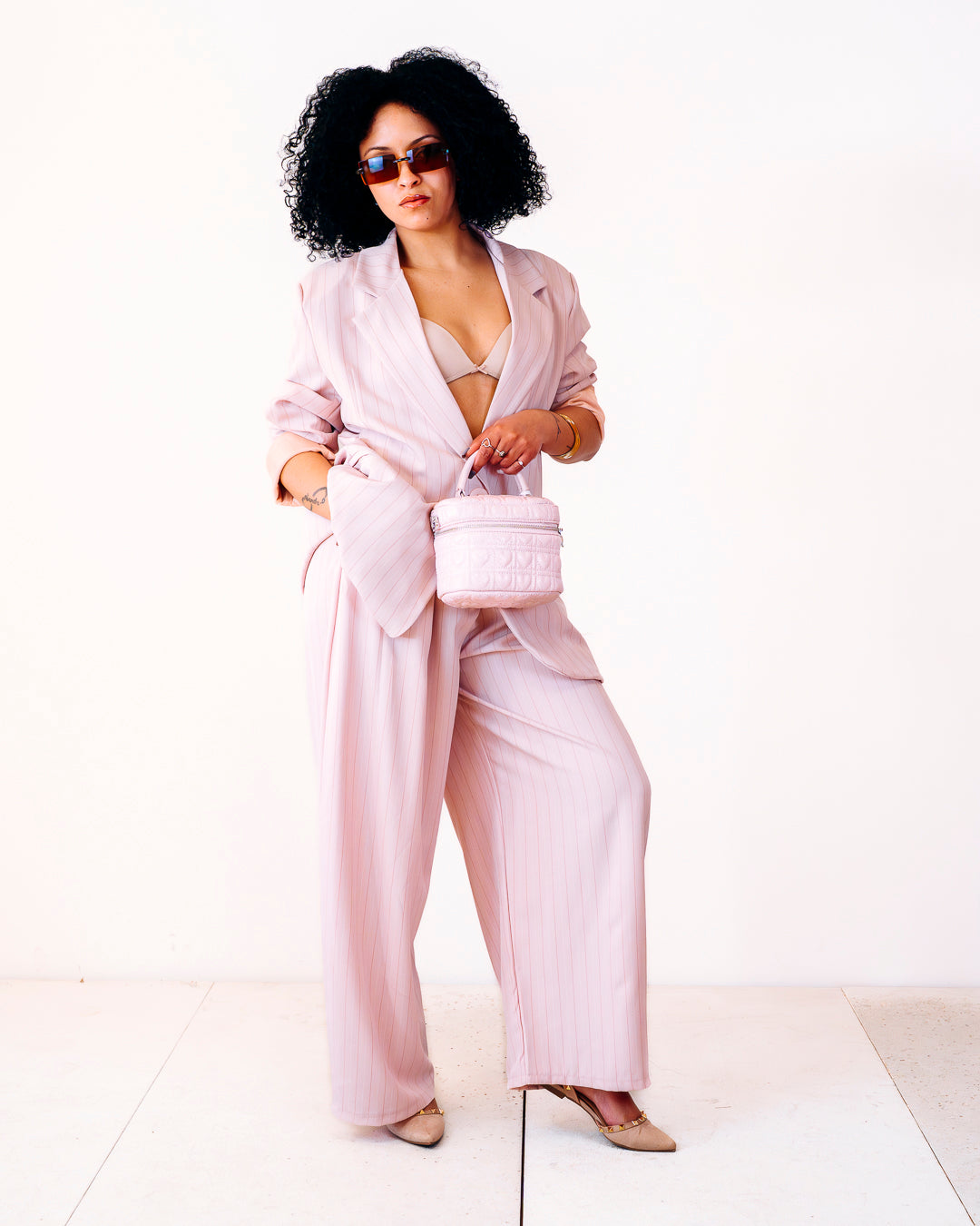 Tailleur gessato ELODIE rosa