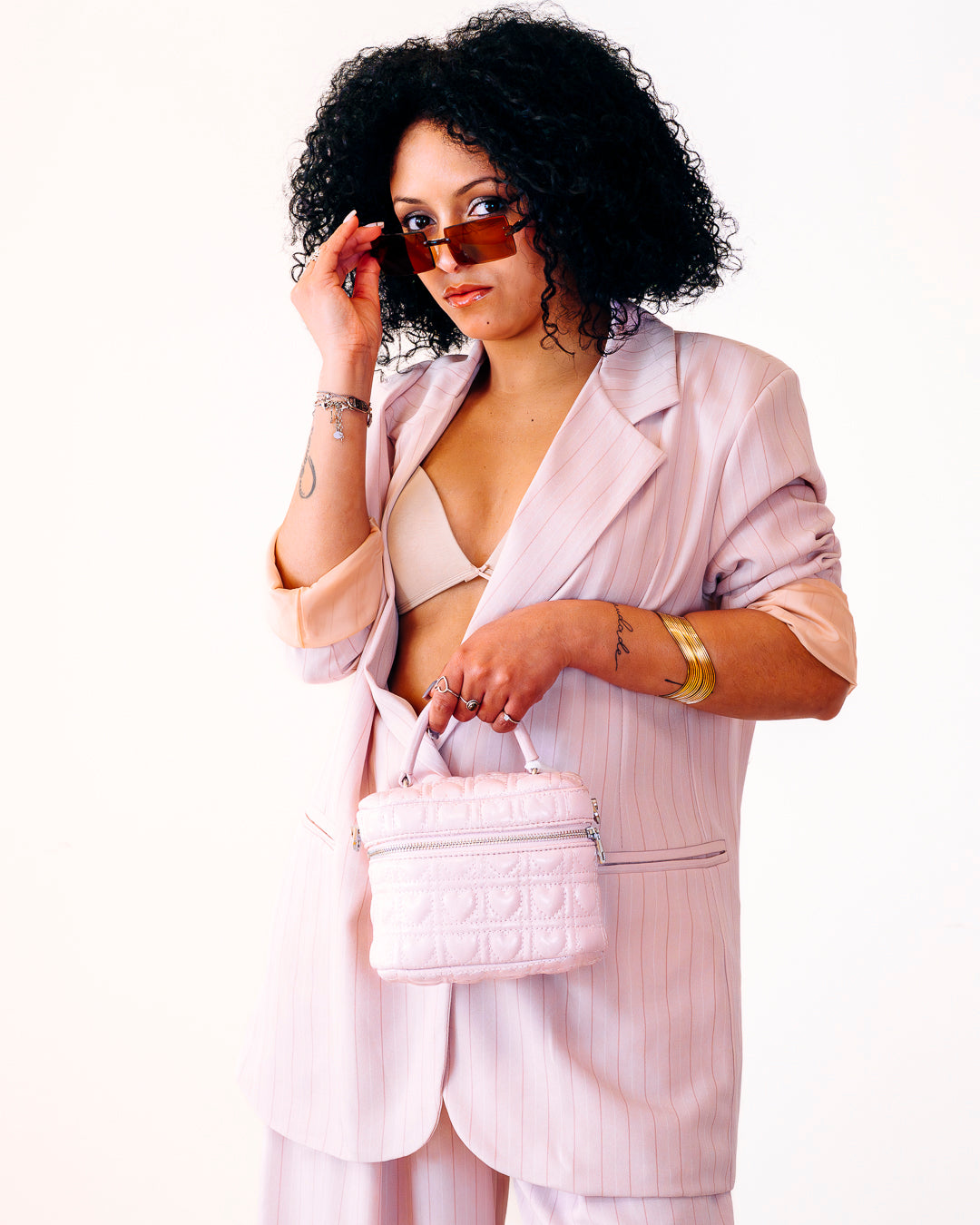 Tailleur gessato ELODIE rosa