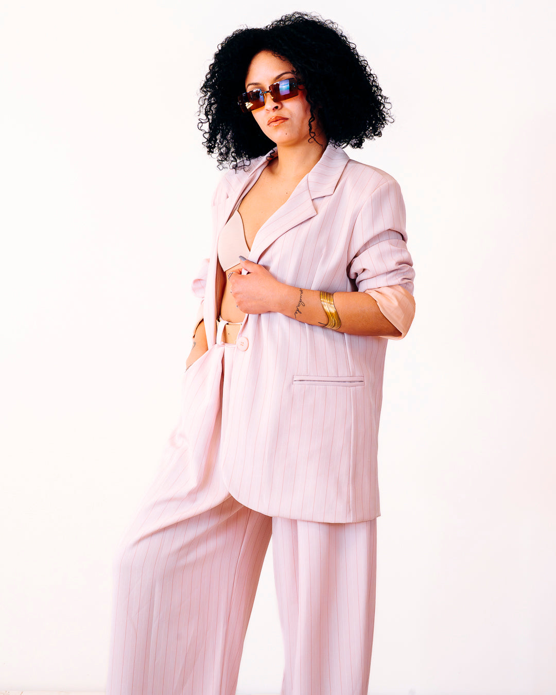 Tailleur gessato ELODIE rosa