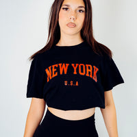 T-shirt NEW YORK nera scritta rossa