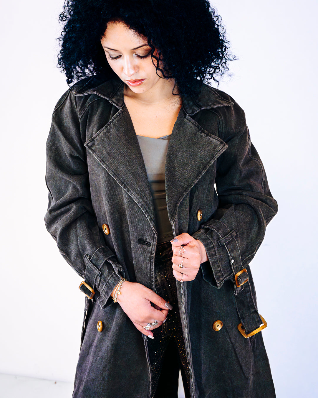 Trench LIVIA in jeans grigio